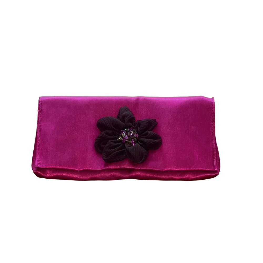 avon Pink Clutch with purple beaded Floral Accent y2k